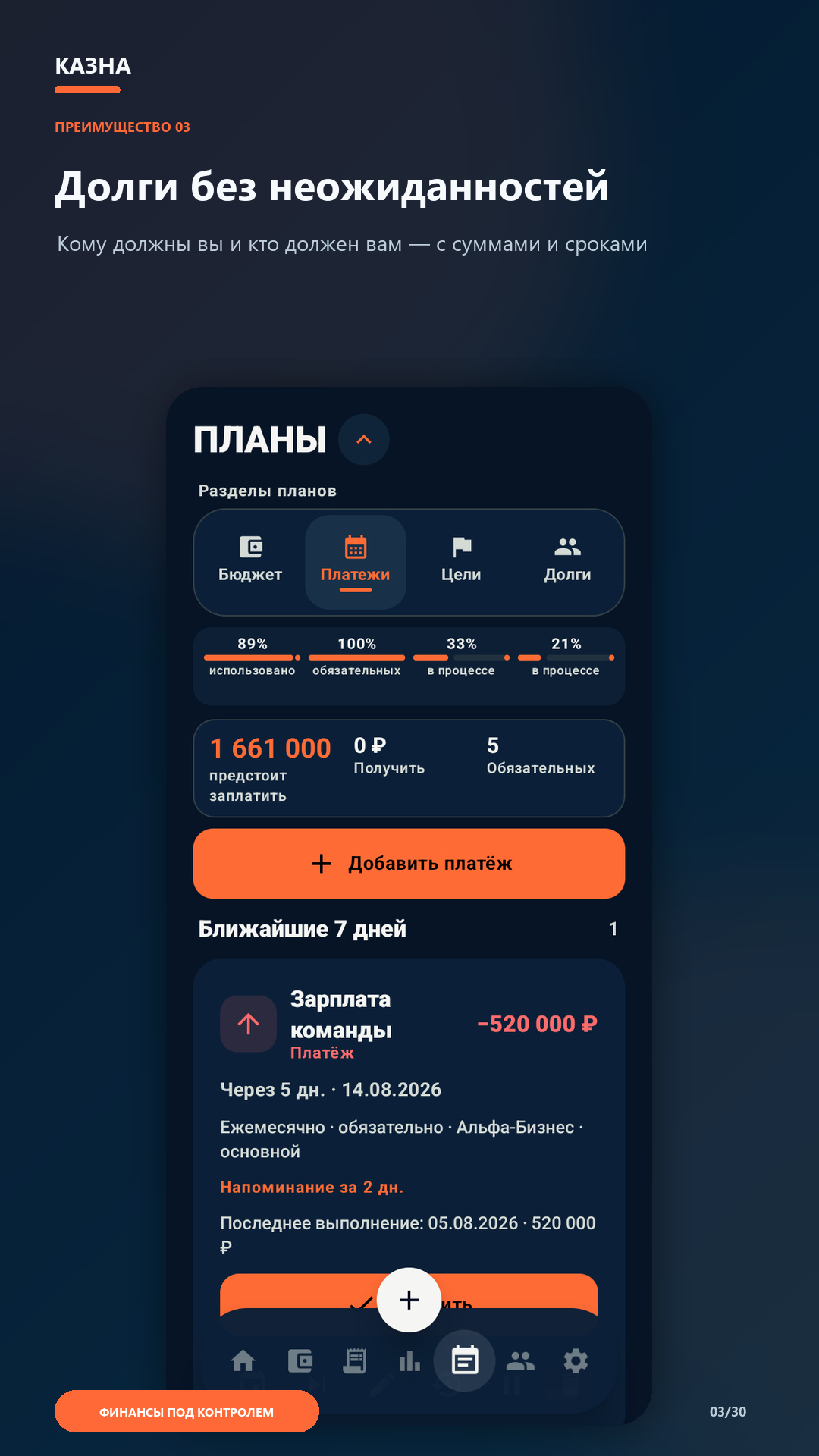 Учёт финансовых операций в Казне